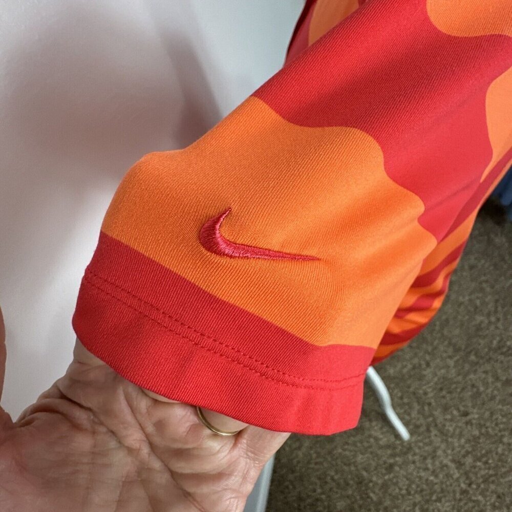 Nike Golf Tour‎ Performance Women's L Polo Shirt Orange Striped EUC - Picture 9 of 16